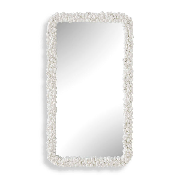 Uttermost Uttermost Barnacle Coastal Rectangular Wall Mirror with Textured White Frame Decor 08314
