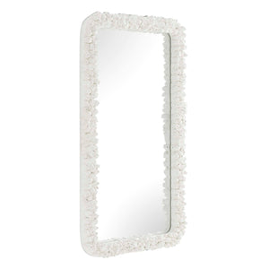 Uttermost Barnacle Coastal Rectangular Wall Mirror with Textured White Frame Decor