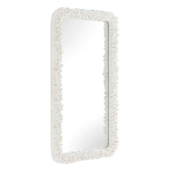 Uttermost Barnacle Coastal Rectangular Wall Mirror with Textured White Frame Decor