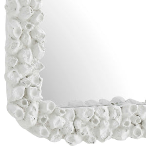 Uttermost Barnacle Coastal Rectangular Wall Mirror with Textured White Frame Decor