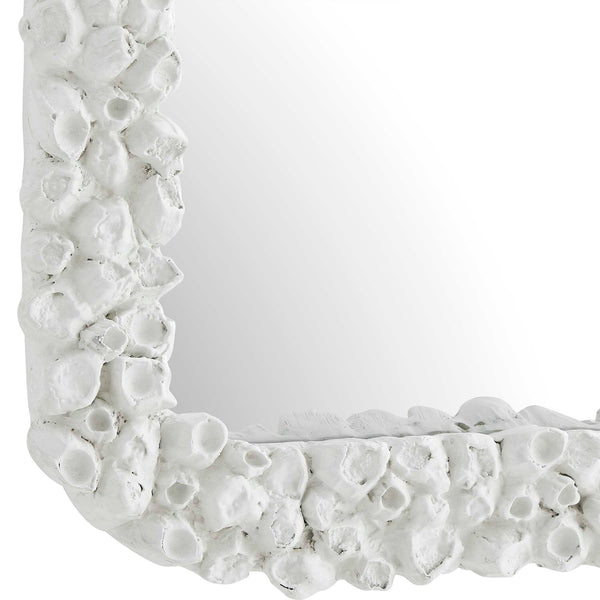 Uttermost Barnacle Coastal Rectangular Wall Mirror with Textured White Frame Decor