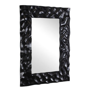 Uttermost Malosi Hand-carved Suar Wood Wall Mirror with Matte Black Sculptural Frame
