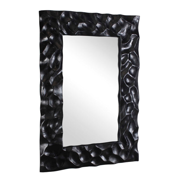 Uttermost Malosi Hand-carved Suar Wood Wall Mirror with Matte Black Sculptural Frame