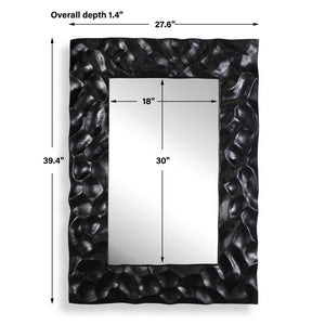 Uttermost Malosi Hand-carved Suar Wood Wall Mirror with Matte Black Sculptural Frame