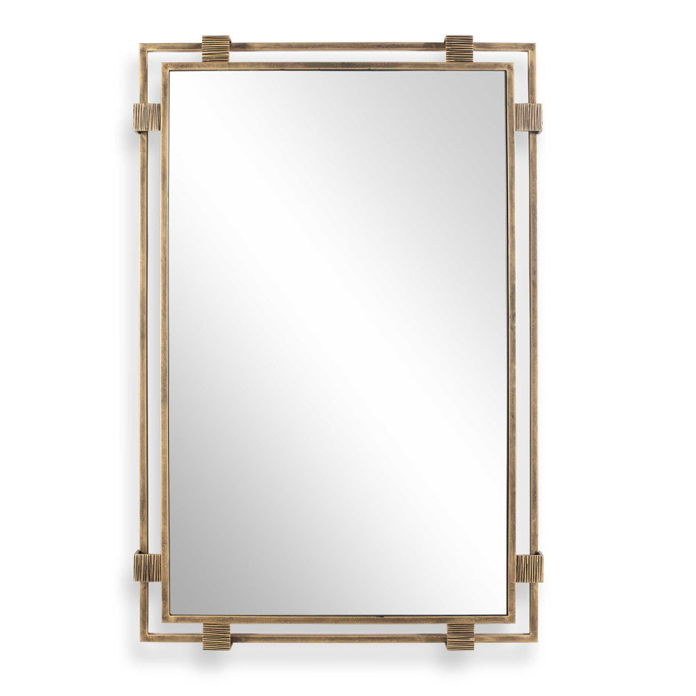 Uttermost Uttermost Elsher Antiqued Gold Wall Mirror with Cast Iron Clips Vintage Sculptural Art 08325