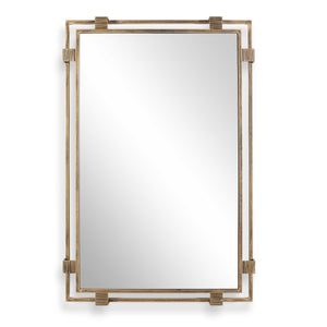 Uttermost Uttermost Elsher Antiqued Gold Wall Mirror with Cast Iron Clips Vintage Sculptural Art 08325