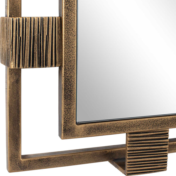 Uttermost Elsher Antiqued Gold Wall Mirror with Cast Iron Clips Vintage Sculptural Art