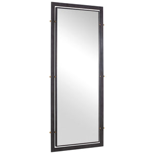 Uttermost Westley Iron Floor Mirror with Bronze Frame and Antique Brass Pin Accents