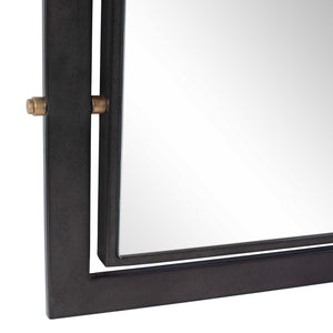 Uttermost Westley Iron Floor Mirror with Bronze Frame and Antique Brass Pin Accents