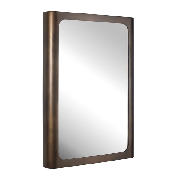 Uttermost Fischer Iron Frame Wall Mirror with Warm Golden Bronze Sculptural Finish