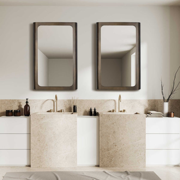 Uttermost Fischer Iron Frame Wall Mirror with Warm Golden Bronze Sculptural Finish