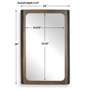 Uttermost Fischer Iron Frame Wall Mirror with Warm Golden Bronze Sculptural Finish