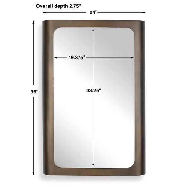 Uttermost Fischer Iron Frame Wall Mirror with Warm Golden Bronze Sculptural Finish