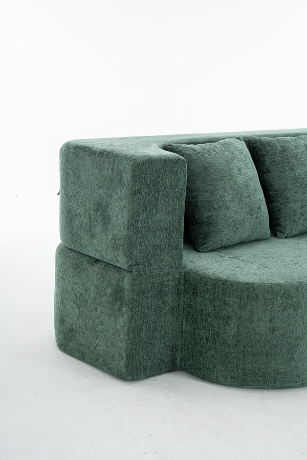 English Elm 3 Seater Convertible Sofa Bed with Chenille Upholstery and High-Density Sponge for Superior Comfort and Support Green T3903P379834