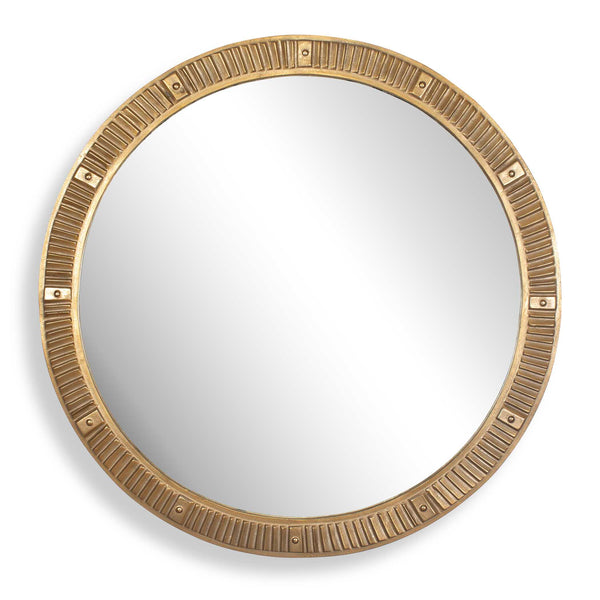 Uttermost Uttermost Gold Polished Cast Aluminum Round Mirror with Textured Frame for Bold Walls 08334