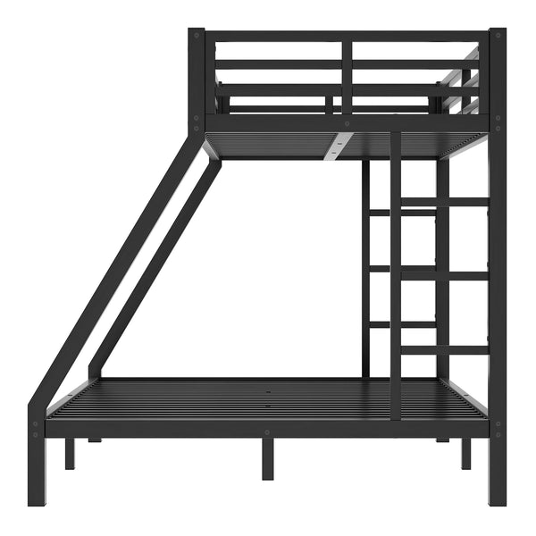 English Elm Metal Twin Xl Over Queen Bunk Bed - Space-Saving Design, Noise-Reducing Steel Frame, Black Finish W1580P339198