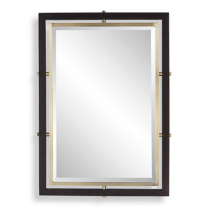 Uttermost Uttermost Walnut Wood Beveled Rectangle Mirror with Antique Brass Iron Trim 08336