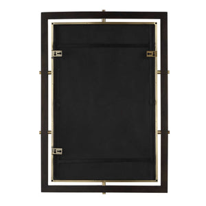 Uttermost Walnut Wood Beveled Rectangle Mirror with Antique Brass Iron Trim
