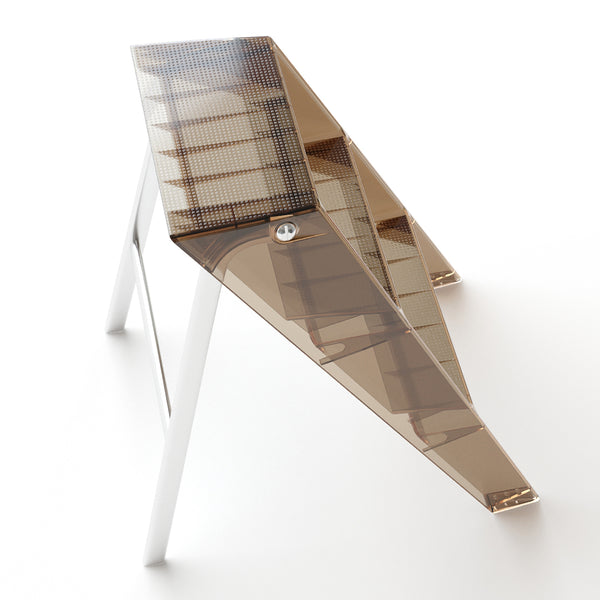 English Elm Home Foldable Ladder Frame multi-use ABS+Steel stool side table bookshelf anti-slip compact stand Transparent W3318P308250