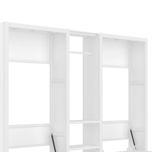 English Elm Twin Twin Murphy Bed with Metal Frame, Foldable 2-in-1 Space-Saving Design, Built-In Wardrobe, Shelves, Power Outlets and Durable Storage Solution White W1580S00287