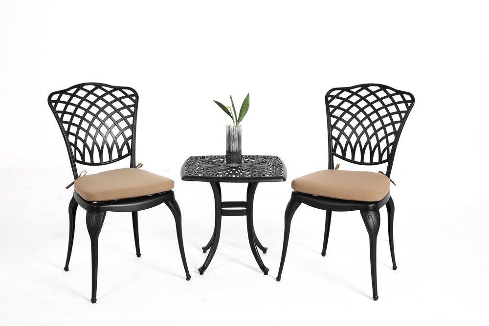 English Elm Bistro 3-Piece Rustproof Cast Aluminum Patio Set With Cushions - Ideal For Garden, Balcony & More W640P251296