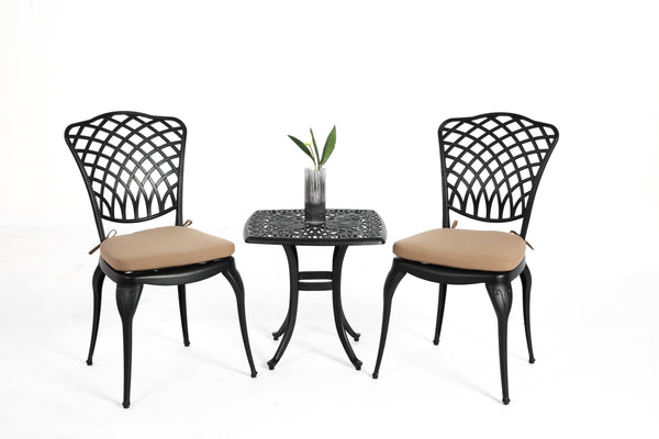 English Elm Bistro 3-Piece Rustproof Cast Aluminum Patio Set With Cushions - Ideal For Garden, Balcony & More W640P251296