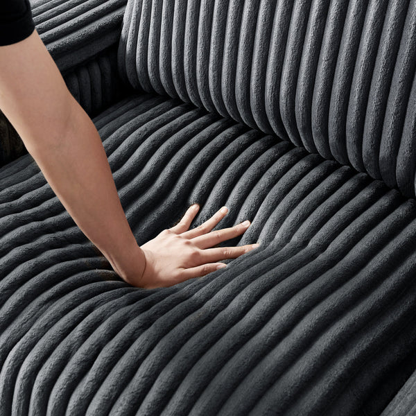 English Elm 71" Plush Corduroy Sofa with Hidden Armrest Storage, USB Charging Port, Solid Wood Frame Comfort Dark Gray W3817P375162