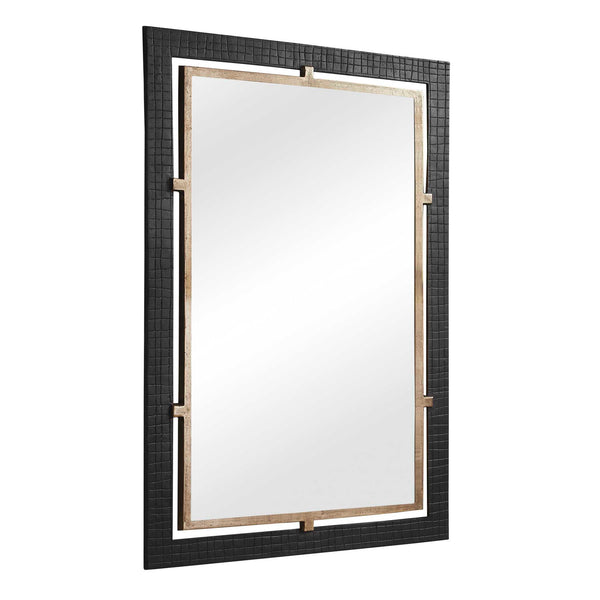 Uttermost Guerra Cast Aluminum Wall Mirror with Antique Brass and Bronze Layered Frame