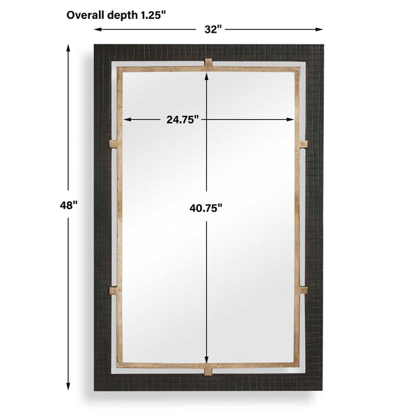 Uttermost Guerra Cast Aluminum Wall Mirror with Antique Brass and Bronze Layered Frame