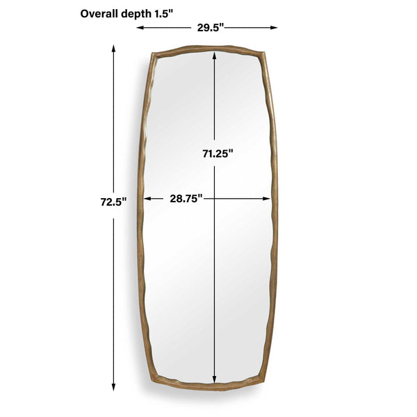 Uttermost Adair Full Length Cast Aluminum Antique Brass Wall Mirror for Bedroom