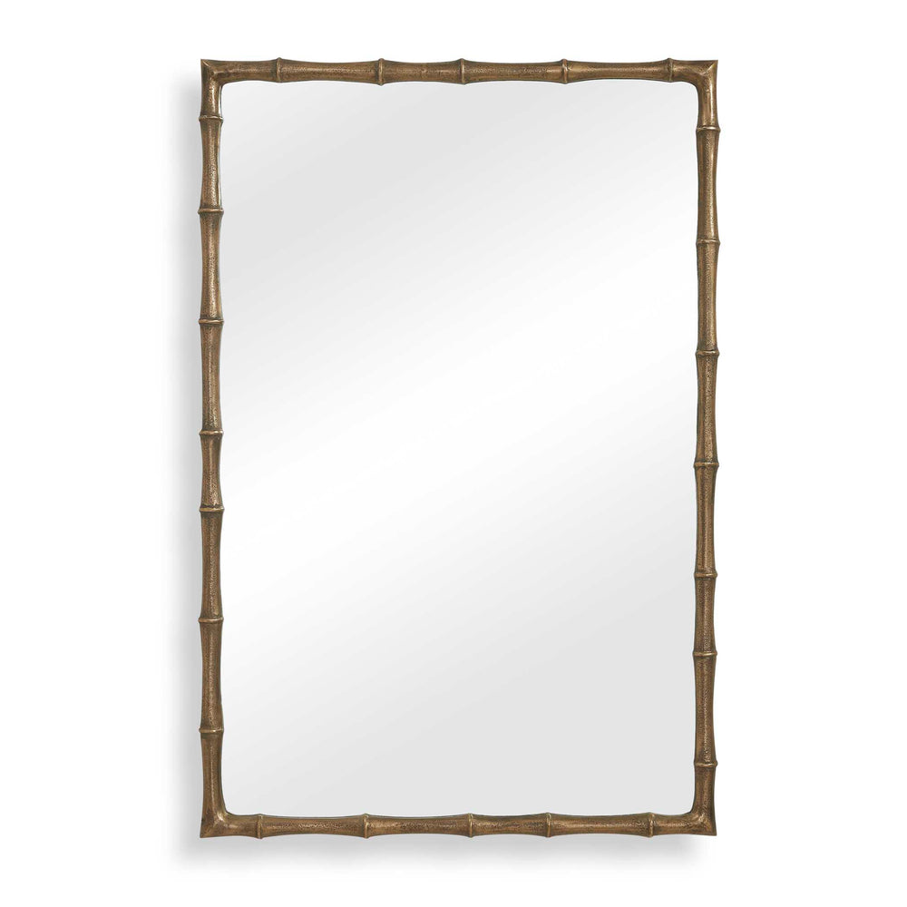 Uttermost Uttermost Antique Brass Bamboo Textured Cast Aluminum Rectangle Wall Mirror 08353