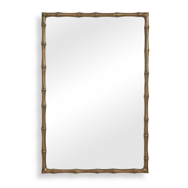 Uttermost Uttermost Antique Brass Bamboo Textured Cast Aluminum Rectangle Wall Mirror 08353
