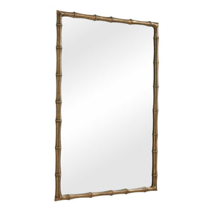 Uttermost Antique Brass Bamboo Textured Cast Aluminum Rectangle Wall Mirror