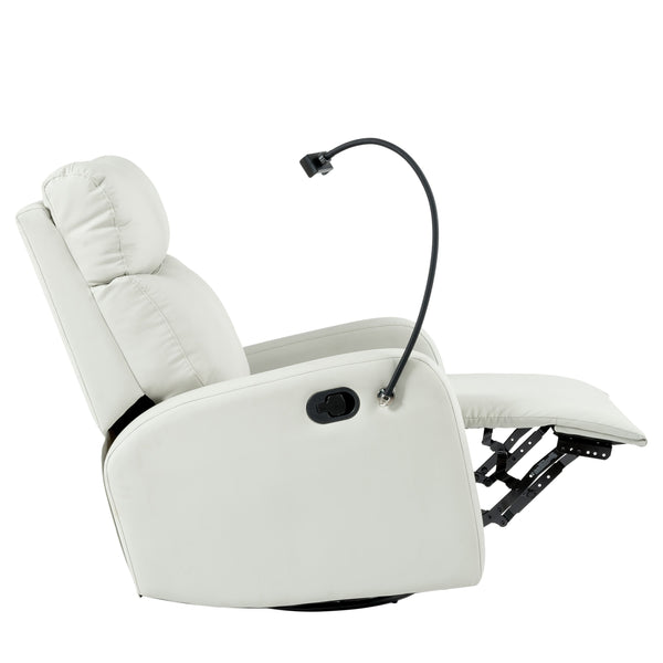 English Elm Rocking Recliner Chair 360° Swivel Glider with 95–160° Recline, Rocking & Phone Holder, Light Gray W1028P185203