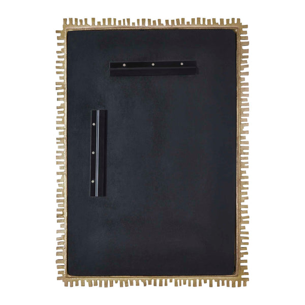 Uttermost Soto Cast Aluminum Antique Brass Wall Mirror Sculptural Entryway Accent