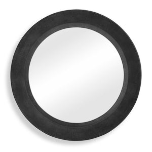 Uttermost Uttermost Montgomery Cast Aluminum Round Wall Mirror with Sculptural Ridged Black Frame 08355