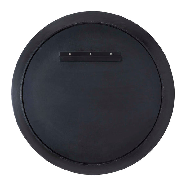Uttermost Montgomery Cast Aluminum Round Wall Mirror with Sculptural Ridged Black Frame