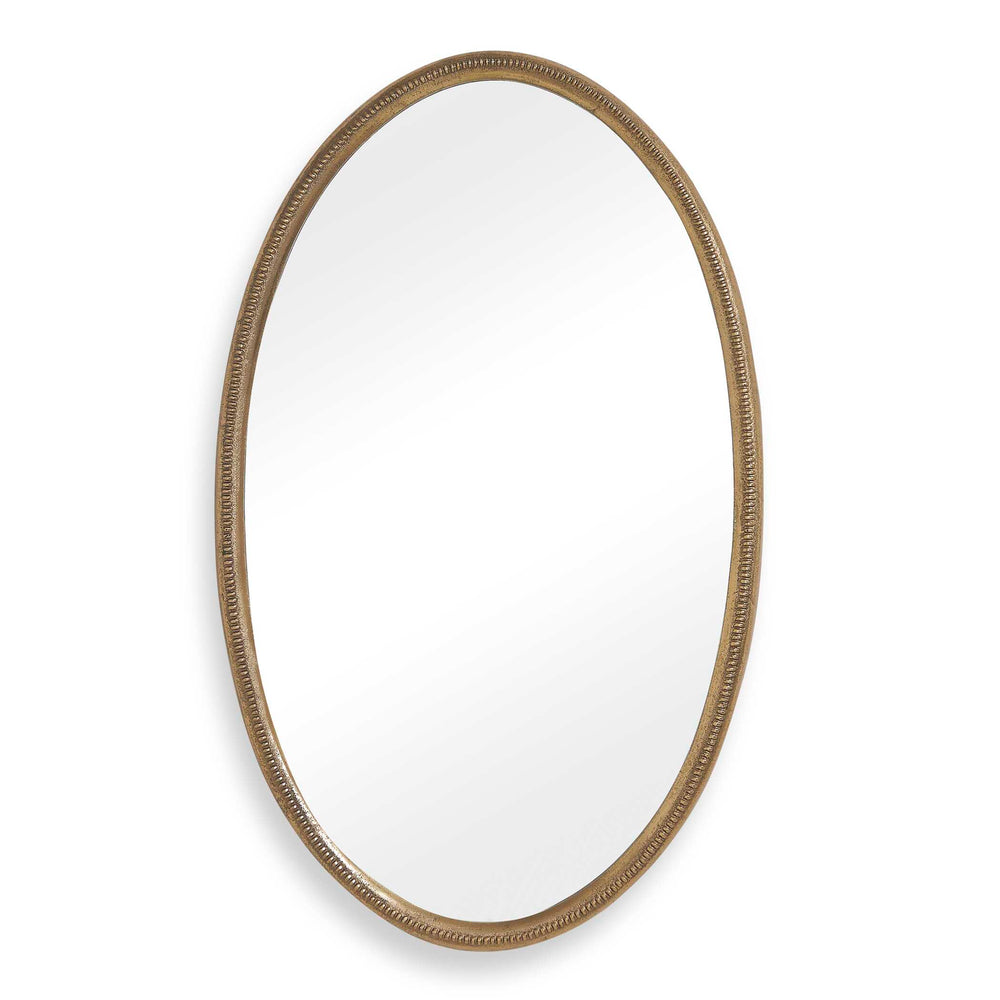 Uttermost Uttermost Ellis Antique Brass Oval Mirror with Ornate Beaded Cast Aluminum Frame 08356