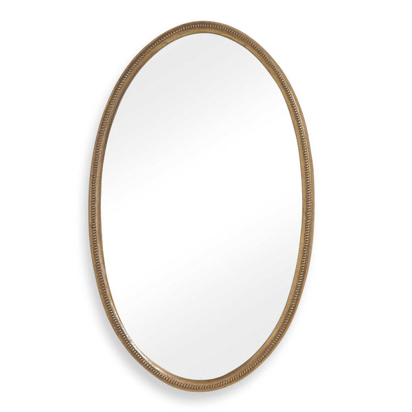 Uttermost Uttermost Ellis Antique Brass Oval Mirror with Ornate Beaded Cast Aluminum Frame 08356