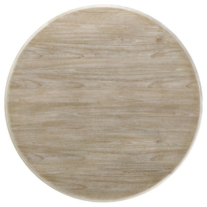 English Elm Rodota Round Pedestal Dining Set Whitewash Rubberwood Table Four Upholstered Chairs B062S01772