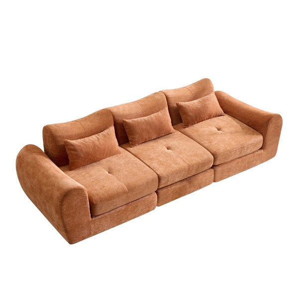 English Elm Modular Cloud Sectional Sofa Bed with Flannelette Upholstery for Flexible Living Orange W1829S00078