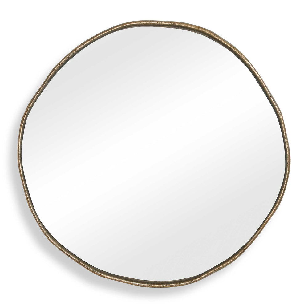 Uttermost Uttermost Lowen Antique Brass Round Wall Mirror with Hand-forged Aluminum Frame 08357