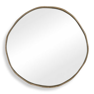 Uttermost Uttermost Lowen Antique Brass Round Wall Mirror with Hand-forged Aluminum Frame 08357
