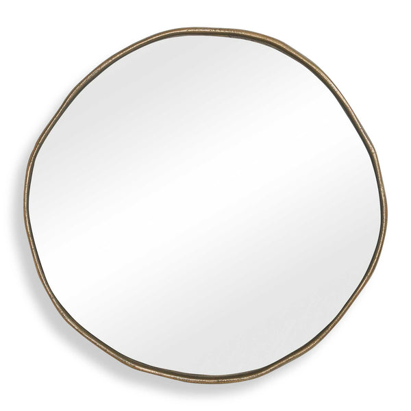 Uttermost Uttermost Lowen Antique Brass Round Wall Mirror with Hand-forged Aluminum Frame 08357