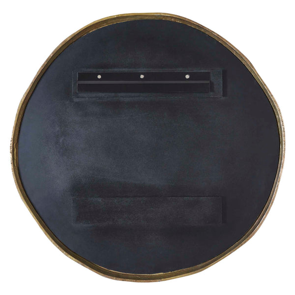 Uttermost Lowen Antique Brass Round Wall Mirror with Hand-forged Aluminum Frame