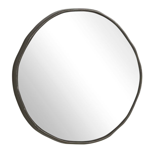 Uttermost Lowen Artisan Cast Aluminum Round Mirror with Dark Bronze Floating Frame