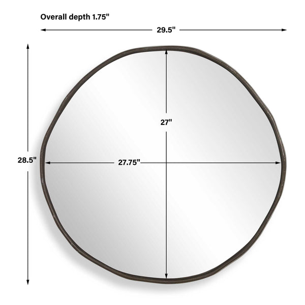 Uttermost Lowen Artisan Cast Aluminum Round Mirror with Dark Bronze Floating Frame
