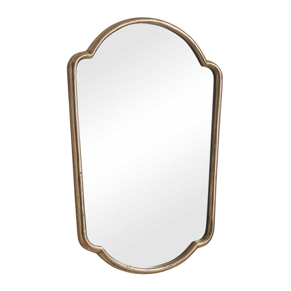 Uttermost Naomi Cast Aluminum Wall Mirror with Curved Antique Brass Finish for Any Room