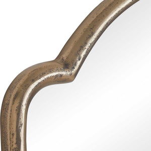 Uttermost Naomi Cast Aluminum Wall Mirror with Curved Antique Brass Finish for Any Room