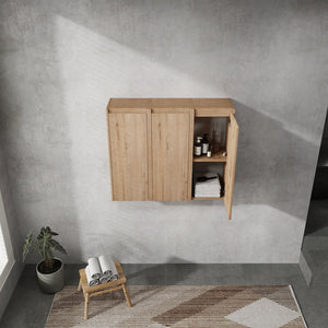 English Elm 36" Bathroom Side Cabinet Wall-Mounted With 3 Soft-Close Doors, Reversible Hinges, Scratch-Resist Finish W999S00220